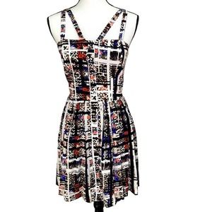 Amanda Uprichard 100% Silk Abstract Floral Leopard‎ Mini Strappy Dress Sz M